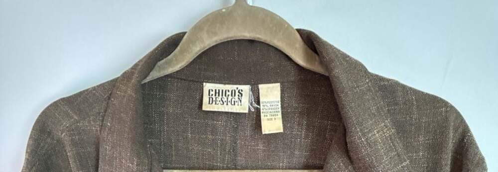 Chico's Design Brown Textured Notch Lapel Single Button Blazer Jacket Size 3